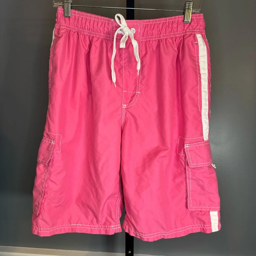 Kanu Surf Pink Board Shorts Swim‎ Trunks Cargo Pockets Medium